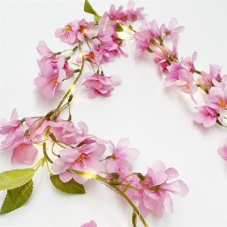 LED lyskæde med vinterjasmin og blade - 1,8 m 20 lys - Lyserød